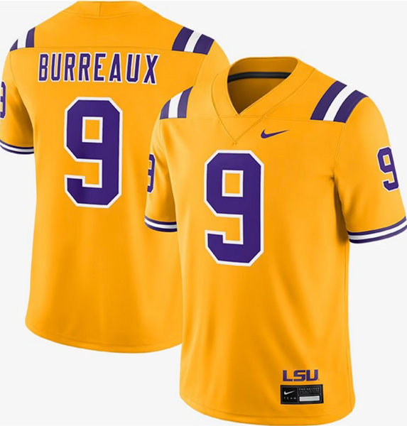 Men's LSU Tigers #9 Joe Burrow Gold Limited Stitched Jersey